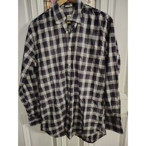 Peter Millar Purple Men's Button Front Long Sleeve Shirt Size M Medium Plaid